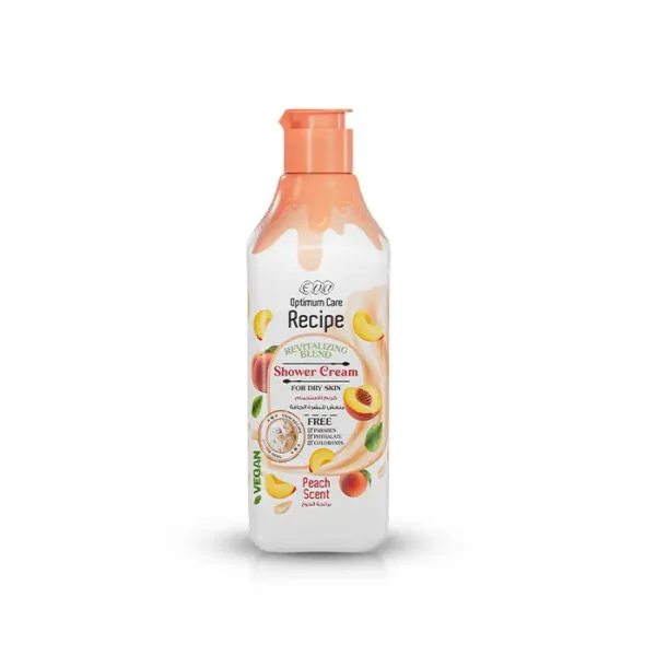 6223001388791 Eva Recipe Revitalizing Blend Shower Cream For Dry Skin Peach Scent 370 Ml